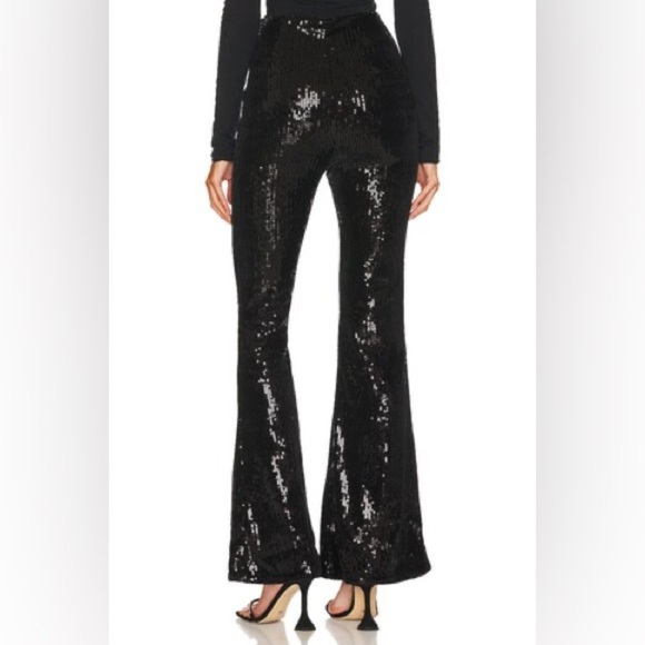 NBD x Marianna Hewitt Maeve Pant in Black high waist Sequin Flare sz Medium - Picture 3 of 11
